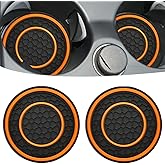 JUNAHAA Car Cup Coaster Universal Automotive Waterproof Non-Slip Cup Holders Sift-Proof Spill Holder Car Interior Accessories 2 Pack Black & Orange