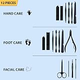 iSOUL Nail Clippers Set 12Pcs Stainless Steel Manicure Grooming Kit view 2