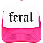 Feral in Gothic Font Trucker Hat Funny Summer Unisex Classic 5 Panel Mesh Snap Back