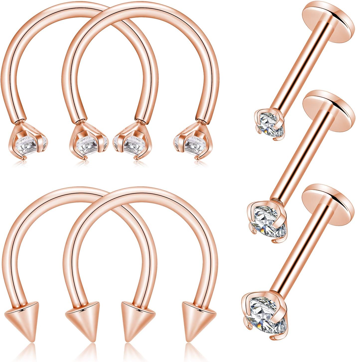 GAGABODY 16G Septum Piercing Nose Rings Cartilage Tragus Earrings Internally Threaded 7pcs