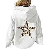 SHENHE Women's Leopard Star Hoodies Y2k Long Sleeve Crewneck Cheetah Graphic Hoodies Sweatshirts