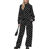 Lauweion Polka Dot Set-Womens Oversized Hoodie and Wide Leg Sweatpants