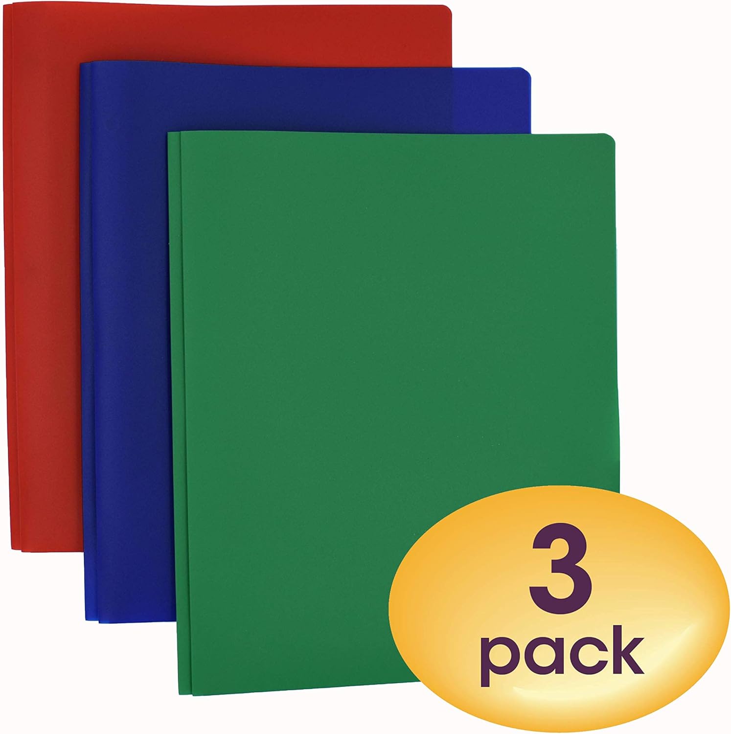 Smead Poly Two-Pocket Folder, Three-Hole Punch Prong Fasteners, Letter Size, Red, 3 Per Pack (87730) : Office Products