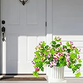 Fycooler Artificial Flowers-Outdoors 2PCS Spring Faux Morning Glory Look Real Silk Flowers for Outside Planter UV Resistant Fake Flowers for Home Garden Balcony Yard Porch Deco Faux Petunias Flower