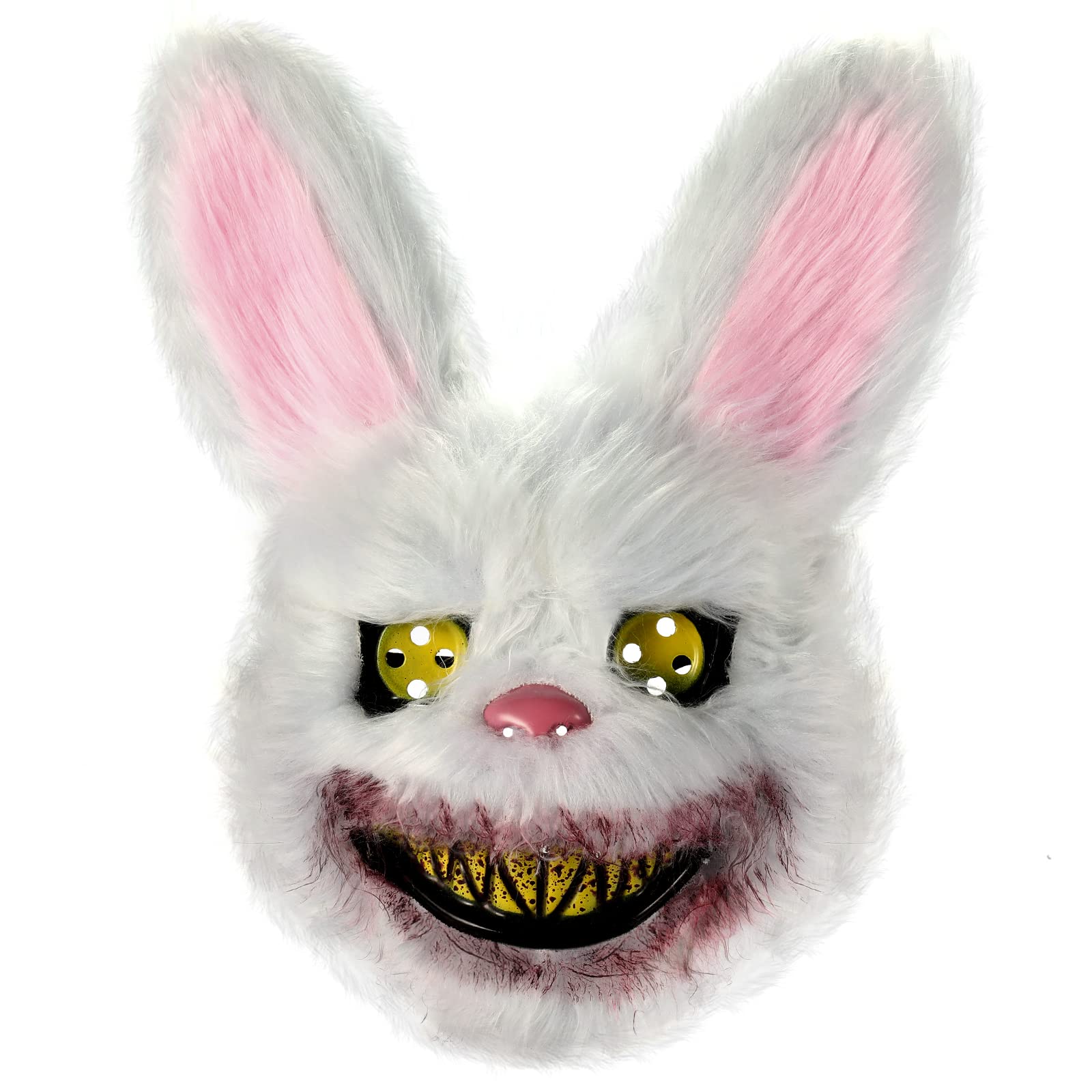 UNOLIGA Scary Halloween Mask Bloody Bunny Mask Creepy, Horror Furry Rabbit Masks for Adults Kids, Funny Masks for Halloween Carnival Party Costume Cosplay Masquerade