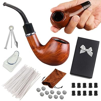 roygra Tobacco Smoking Pipe Set in Gift Box, Bakelite Pipe - 2 Pack, Accessories - 73 Pcs