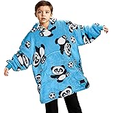 Tirrinia Oversized Hoodie Blanket Sweatshirt for Kids, Wearable Cute Patterns fleece Pullover, as Warm & Funny Gifts for 4-10 Years Boy Girl