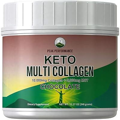 Keto Multi Collagen Chocolate Protein Powder + MCT Oil Powder. Perfect 2:1 Ratio Zero Carb 10,000mg Grassfed Collagen Peptides + 5000mg MCT Oil Powders. Keto Meal Replacement Shake for Ketogenic Diet