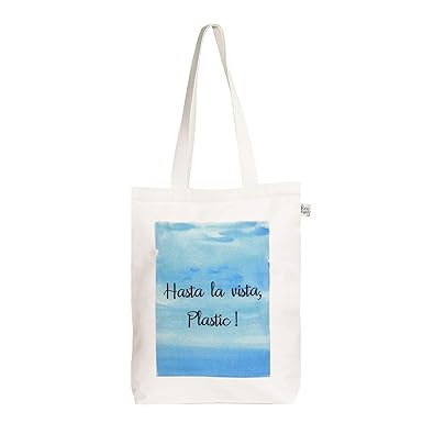 EcoRight Womens Hasta La Vista Printed Eco-friendly Reusable Canvas Tote Bag with Gusset and Zipper