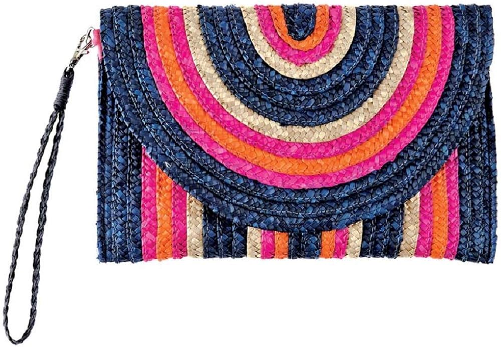 pink and orange clutch bag