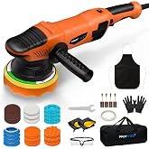 1200W 6" Rotary Buffer, 2500-6000RPM, Detach Handle, Car/Boat Sand &amp; Wax | Protmex Dual Action Car Buffer with 6 Variable Speeds, Constant Power &amp; 3 Detachable Handle