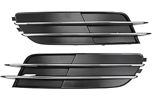 A ABSOPRO Fog Light Grill No.4G0807681/4G0807682 20.67"x4.92" Front Lower Bumper Fog Light Cover Inserts for Audi A6 2012-2015 ABS Black Silver Tone