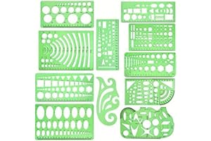 11pcs Multipurpose Geometric Drawing Templates Stencil Ruler Measuring for Engineering Quilting Math Drafting