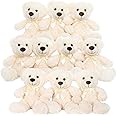 MorisMos 10Pcs Teddy Bears Bulk Baby Shower, 14inch Cute Teddy Bear Stuffed Animals Plush, Small Stuffed Bears on Centerpiece Baby Shower, White