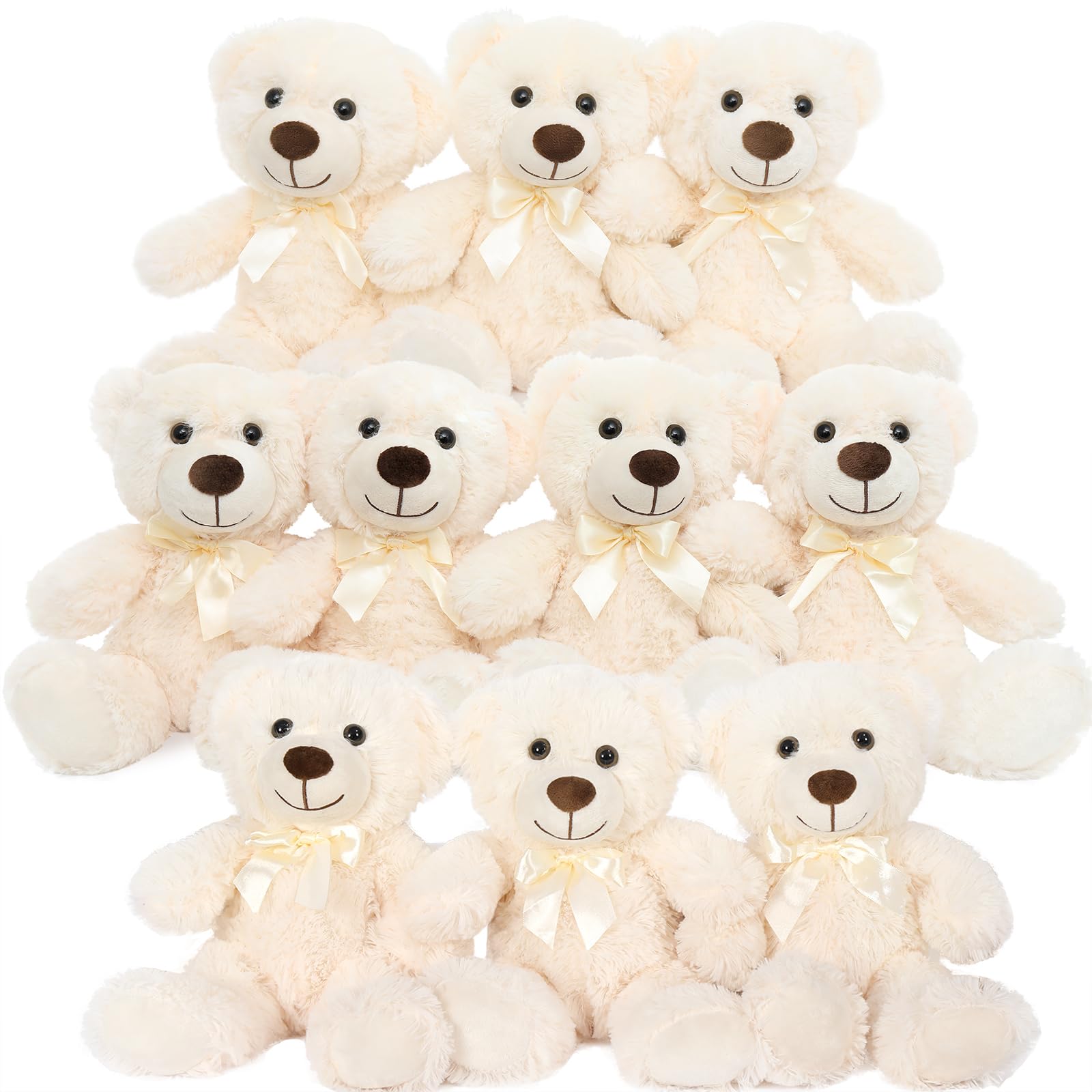 Photo 1 of MorisMos 10Pcs Teddy Bears Bulk Baby Shower, 14inch Cute Teddy Bear Stuffed Animals Plush, Small Stuffed Bears on Centerpiece Baby Shower, White
