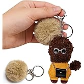 VONMAOGU Teddy Dog Keychain with Pom Pom - Leather Plush Bag Charms Keyring Pendant for Handbags Backpacks Car Keys