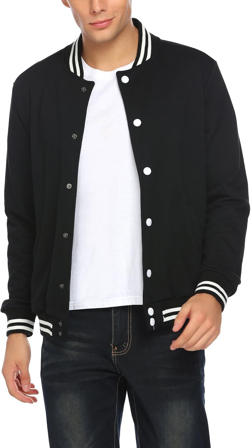 COOFANDY Mens Slim Fit Varsity Baseball Jacket Bomber Cotton Premium Jackets at  Men’s Clothing store