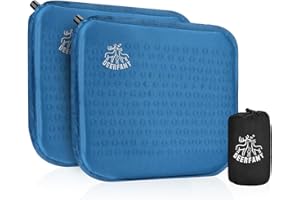 DEERFAMY Inflatable Cushion Camping Memory Foam Seat Large Chair Pad with Package Water & Moisture Resistant Blue for Wheelchair Car Travel Airplane Stadium Office Nonslip Sitting, 2 Pack