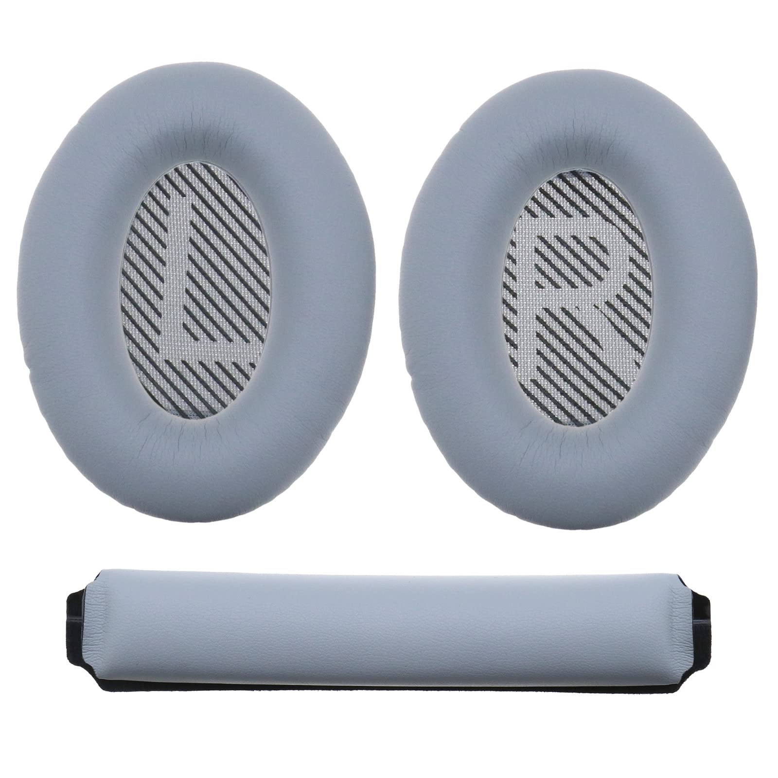VGOL 1 Pair Grey Headphone Replacement Ear Pad with Headband Ear Cushion in Protein Leather Compatible with Bo-se QC35 QC35ll Headphone
