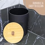 Anika 6 Piece Bathroom Accessory Set Black with Wood Accents view 4