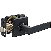 Amazon Basics Contemporary Stamford Passage Door Lever, Easy Installation, Matte Black, 1-Pack