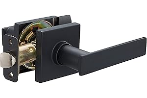 Amazon Basics Contemporary Stamford Door Lever- Passage -Matte Black, 1-Pack