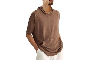 Yasiter Men's Thin Hooded T Shirt Sweatshirts Short Sleeve Cool Solid Color Pullover Hoodies with Kangaroo Pockets