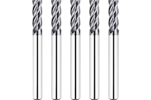 EANOSIC Micrograin Carbide Square End Mill Set - 4 Flutes -1/4" Cutting Diameter, AlTiN Coated CNC Milling Bits for Milling Alloy Steels, Hardened Steel, Metal (5Pcs)