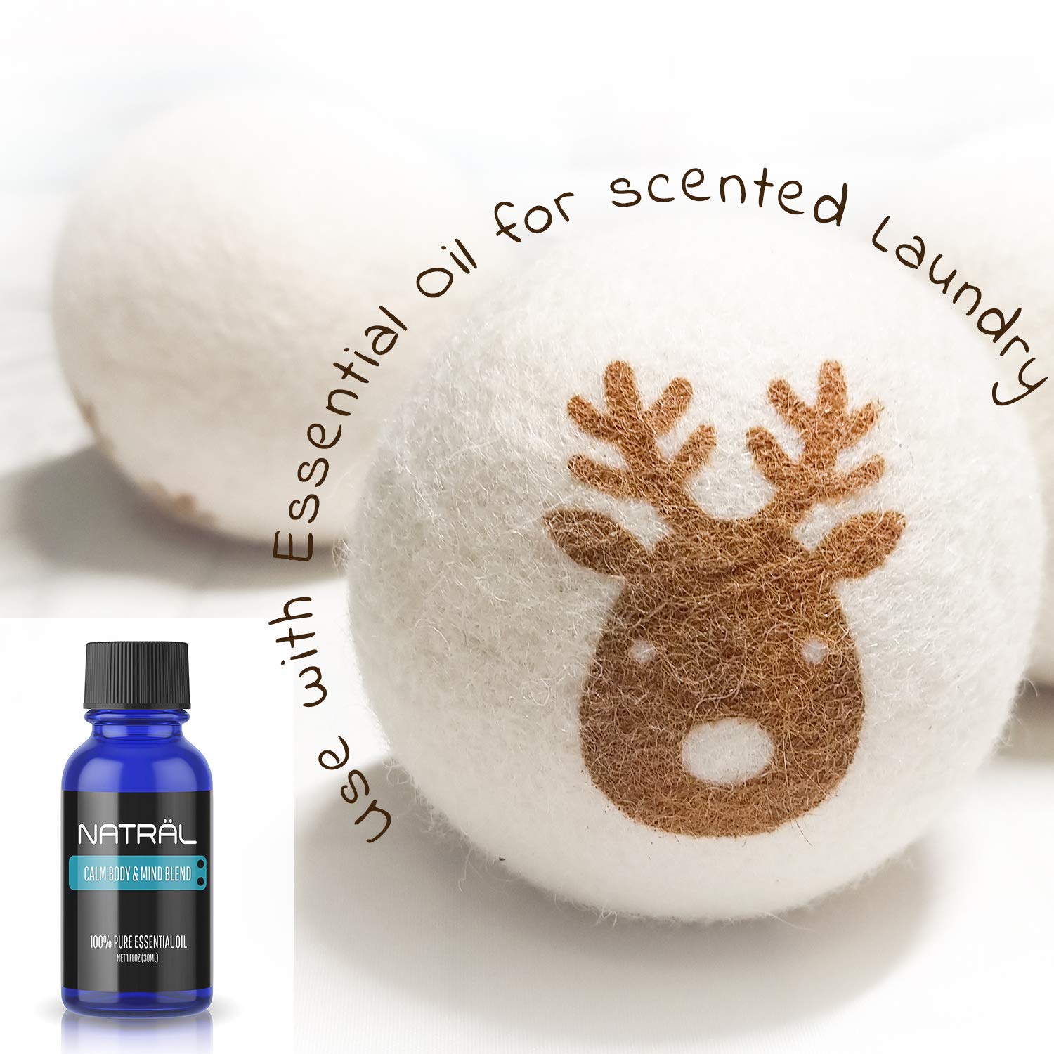 Wool Dryer Balls for Laundry - Organic New Zealand Wool, Natural Fabric Softener, Anti Static, Baby Safe, No Lint, Reusable and Odorless