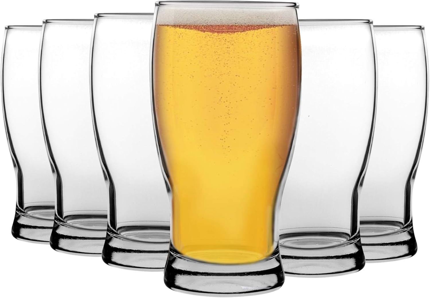 Lav Pack Of 12 Belek Tulip Pint Beer Glass Set Large Classic Art Pear Shaped Craft Beer Ale Glasses Clear 580ml Amazon De Kuche Haushalt