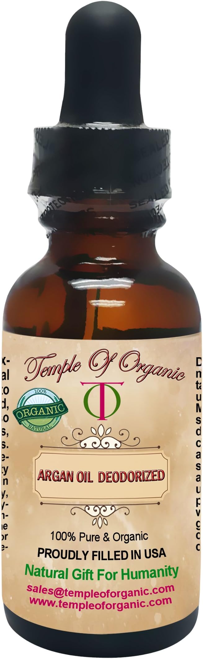 Organic ARGAN DEODORIZED SEED OIL 1 oz 100% Pure Unrefined Cold Pressed Pharmaceutical Top Grade A Hair Regrowth Body Skin Nails By Temple Of Organic