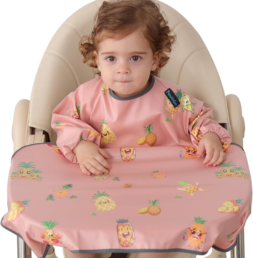 PewinGo Weaning Bib Attaches and Cover Baby Pink | Waterproof, Machine