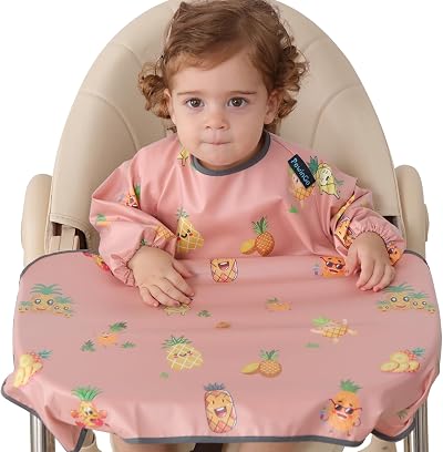 PewinGo Weaning Bib Attaches and Cover Baby Pink | Waterproof, Machine