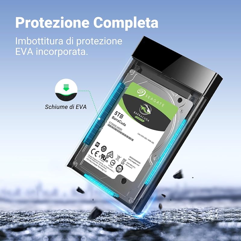 Case Esterno per Disco Rigido 2.5" USB 3.0 UASP 5Gbps