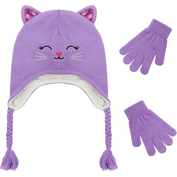 Amazon.com: Girls Blue Knit Flower Scarf Mittens & Beanie 