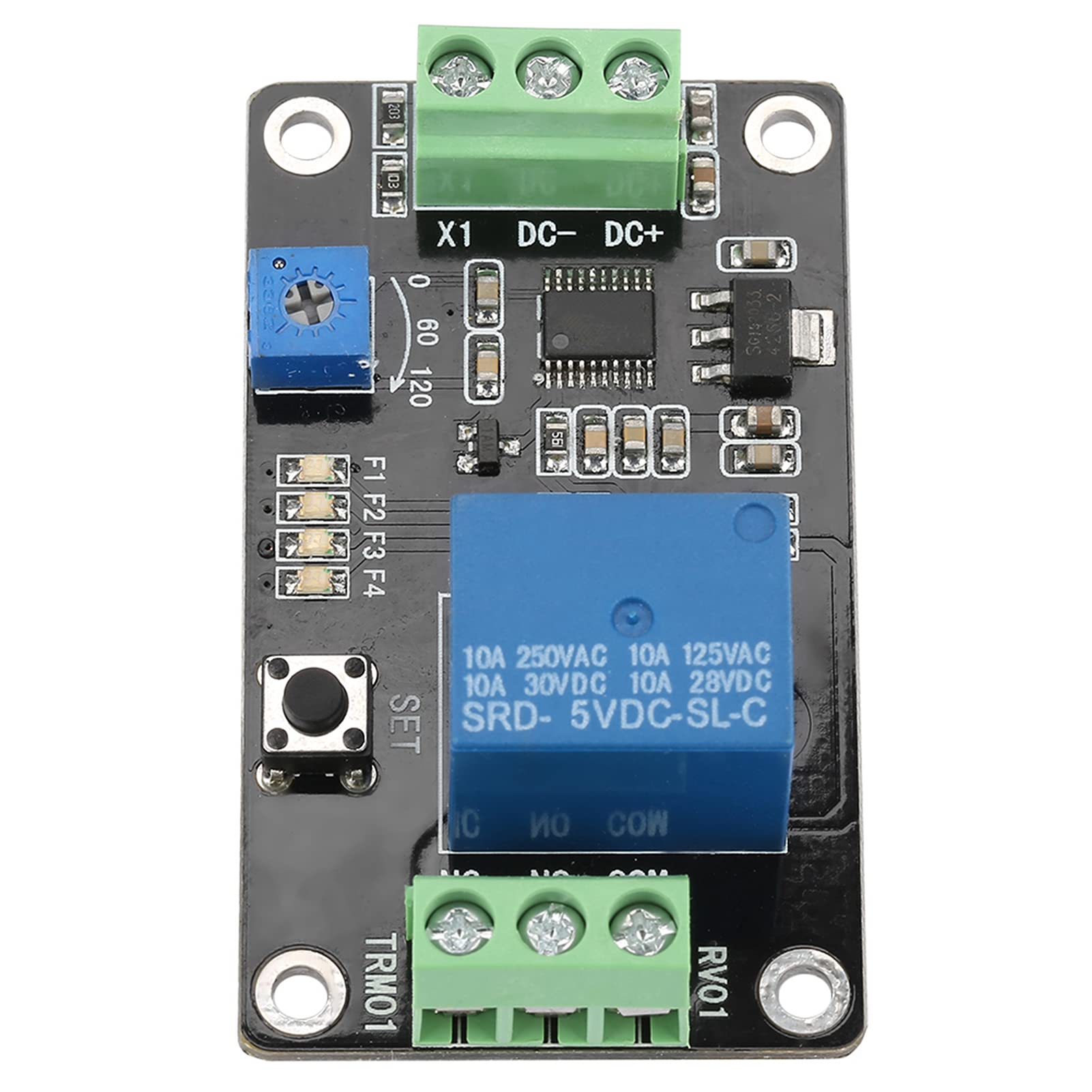 Self Locking Delay Timer Relay Module with Adjustable On Off Delay and DC 12V for Industrial Home Appliance