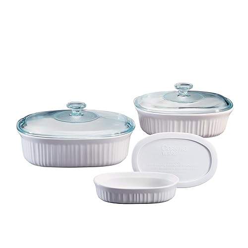 CorningWare Ceramic Bakeware Set with Lids, Chip and Crack
