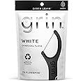 GRIN White Charcoal Infused Flosspyx, 75 Count, Dental Flossers, Minty Flavor, Recycled Plastic, Charcoal Infused Floss Picks, Premium Longer Floss Head, Easy Slide, Includes Soft Fold-Back Tooth Pick