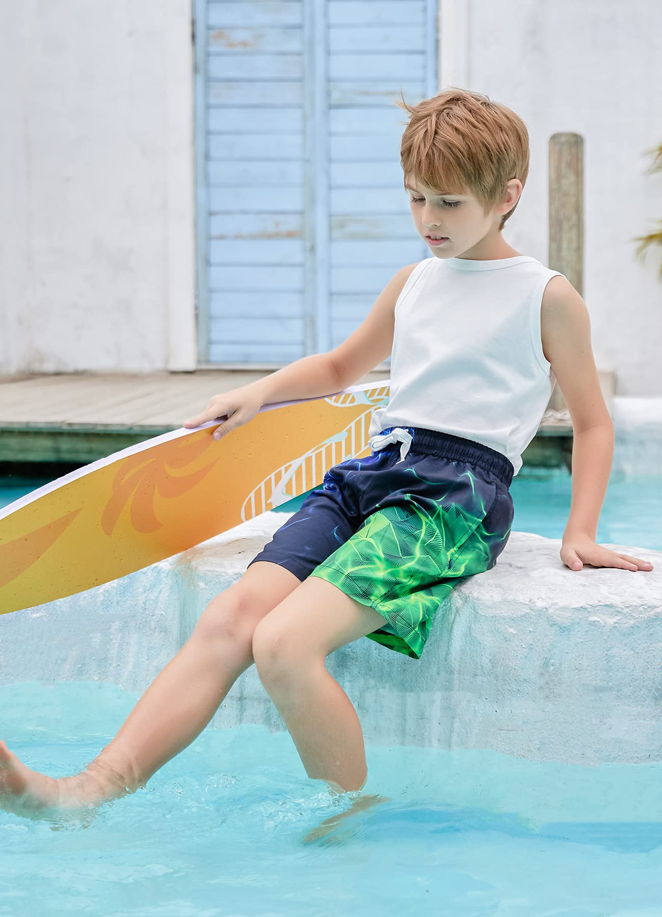 Fanient Badehose für Jungen Schnelltrocknende Badeshorts mit 3D-Druck Diamant Grafik Kinder Schwimmhose Bathing Suits 5
