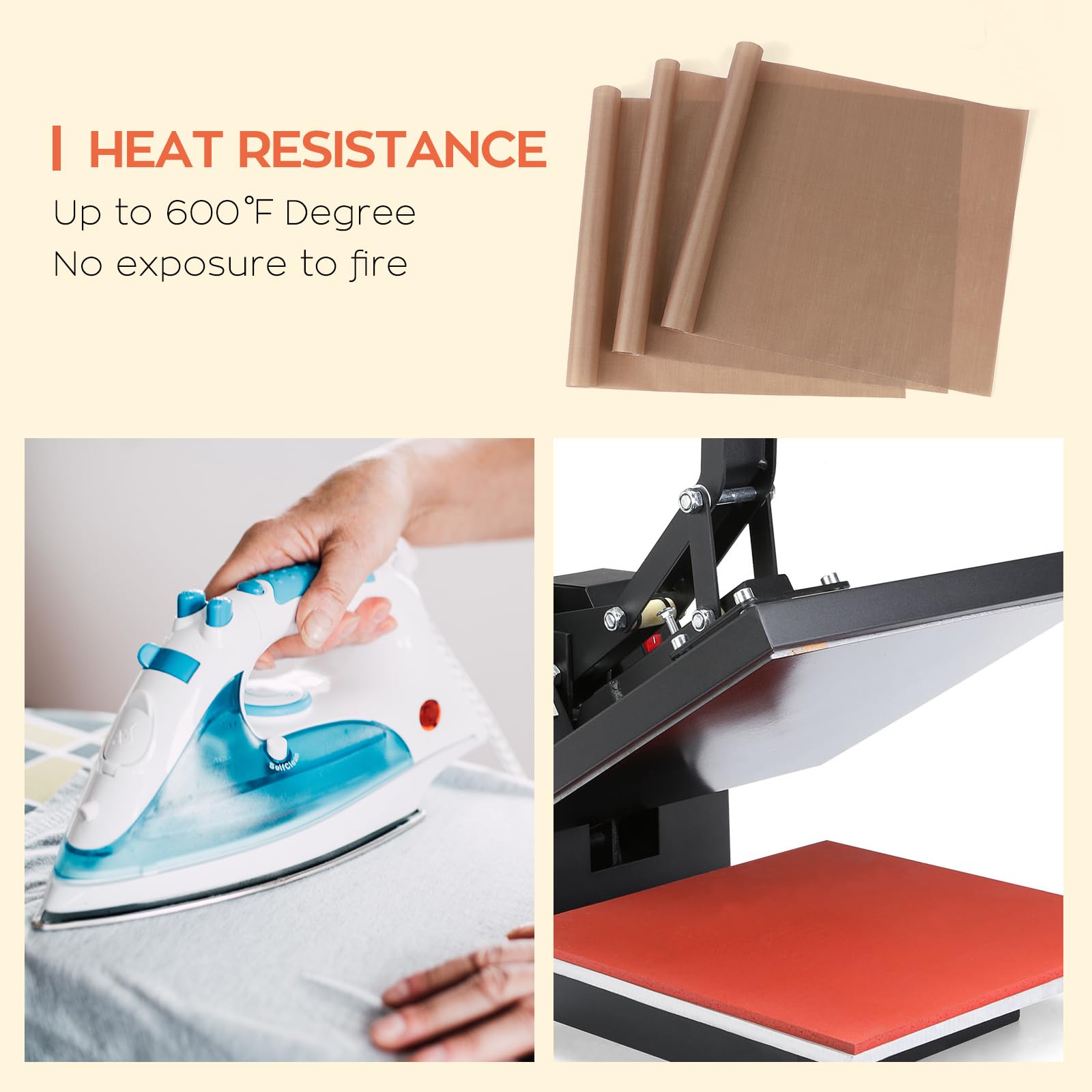 HTVRONT Teflon Sheets for Heat Press - 3 Pack Non Stick PTFE Teflon Sheet Reusable 12 x 16