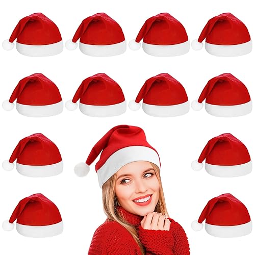 Amosfun 12 Pieces Christmas Hat Santa Hat Xmas Holiday Hat for - Main Image