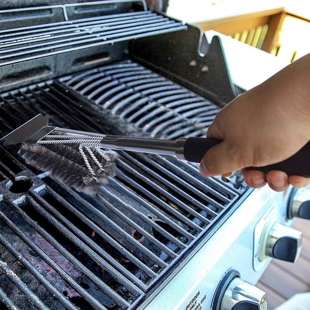 Grill Brush and Scraper-Clean Grill Brush -Safe Stainless Steel Barbecue Steam Cleaning Brush for Charcoal Porcelain/WeberGas/Iron/Steel Grill Grates-Ideal Grilling Accessories Gift: Kitchen & Dining