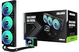 ASRock Challenger 360 Digital All-in-One Liquid CPU Cooler, 3-Inch Smart Display, 360mm Radiator, 3-Phase Pump, ARGB, 6-Year 