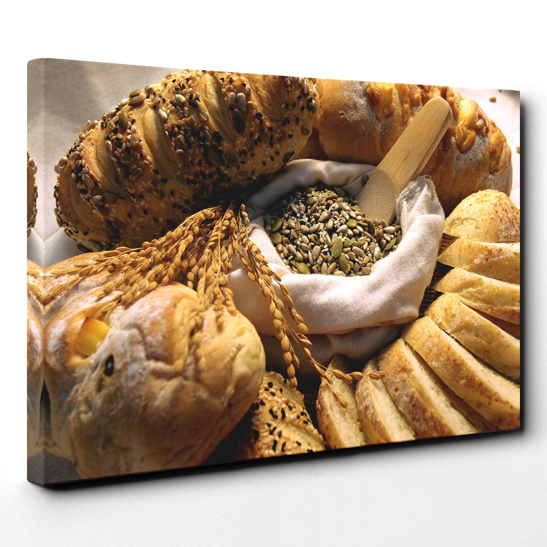 Bakery Bread Canvas Print | Gallery Wrapped 30mm Frame Wall Art | 20x14 inches | Ready to Hang | Modern Still Life Picture | Living Room Bedroom Lounge Office