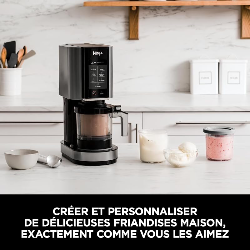 CREAMi machine à crème glacée et à desserts glacés, 1,4L, Noir/Argent