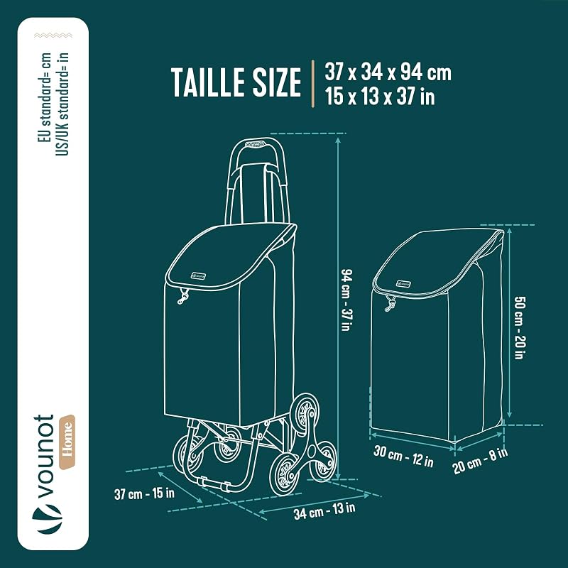 ® Carro de la Compra con 6 Ruedas para Subir Escaleras, Carrito de la Compra Plegable, Bolsa Impermeable de 32 L, Negro