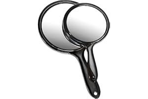 OMIRO Hand Mirror, Double-Sided Handheld Mirror 1X/3X Magnifying Mirror with Handle, Set of 2 (Transparent Black)