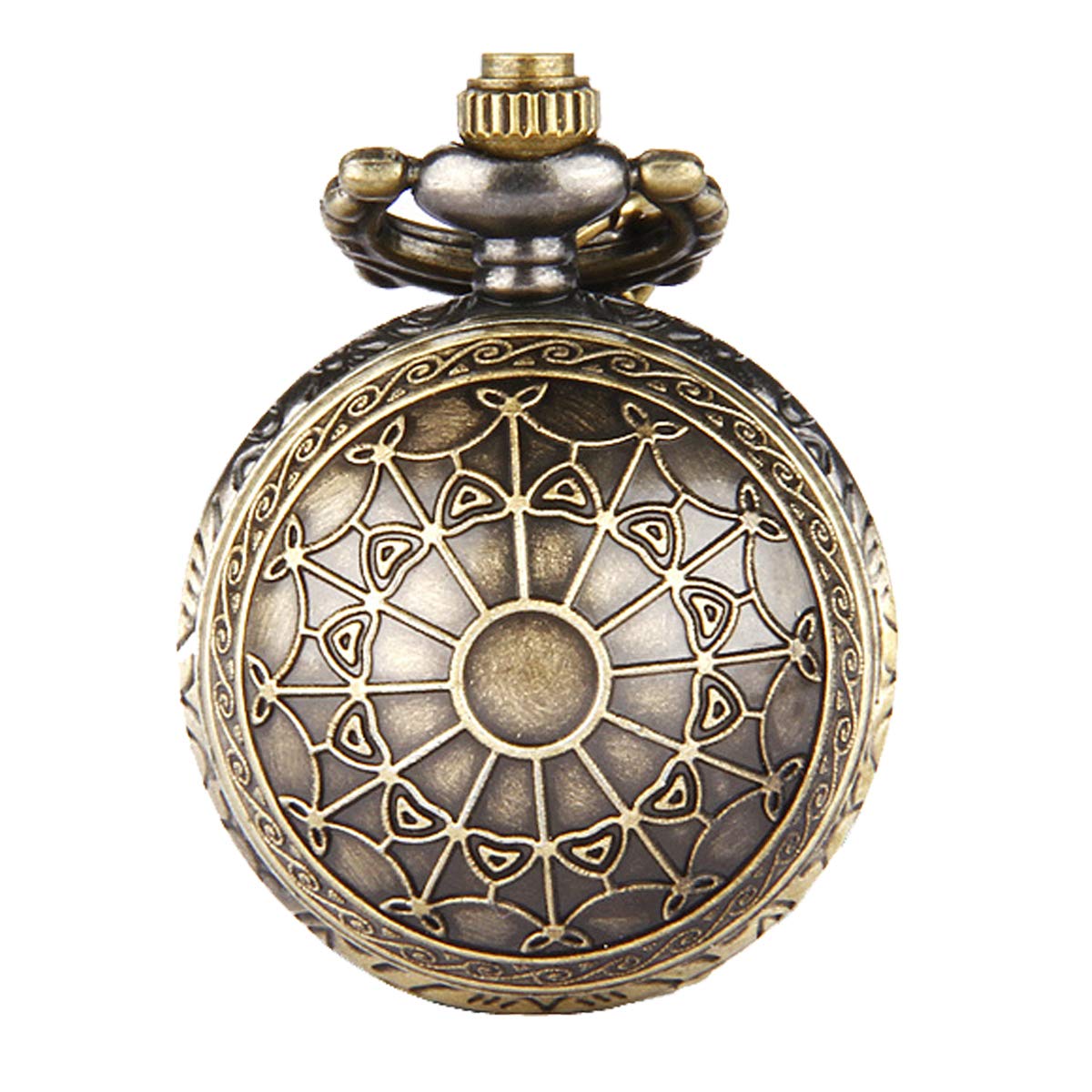 JewelryWe Women's Spider-Web Carving Pattern Antique Delicate Pocket Watch with 31.5 inch Chain