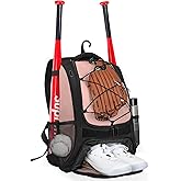 Goloni | Baseball Backpack,Baseball Bag for Adult,Softball Bat Bag with Shoes Compartment,Large Main Compartment for Helmet & accessories, Fence Hook