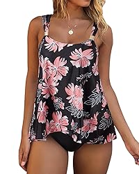 RXRXCOCO Women Tankini Bathing Suits Ruffle High